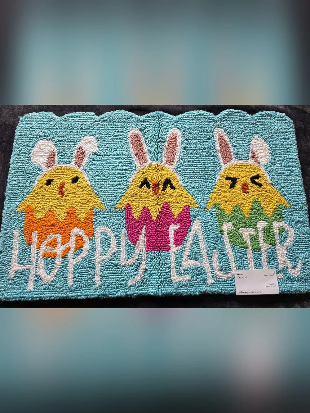 New Hoppy Easter Chicks Hook Accent Rug, 18x30, Home decor, blue, pink, yellow
